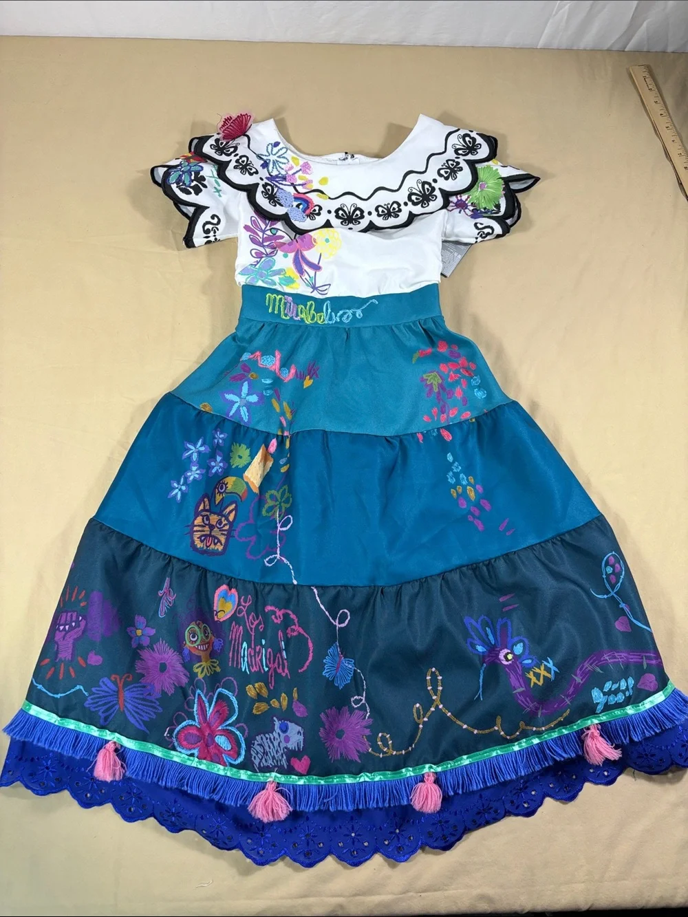 Disney Teal & White Floral Tiered Girls' Costume Dress